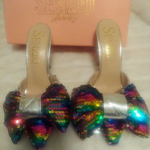 Senzio Rainbow Sequin Mules